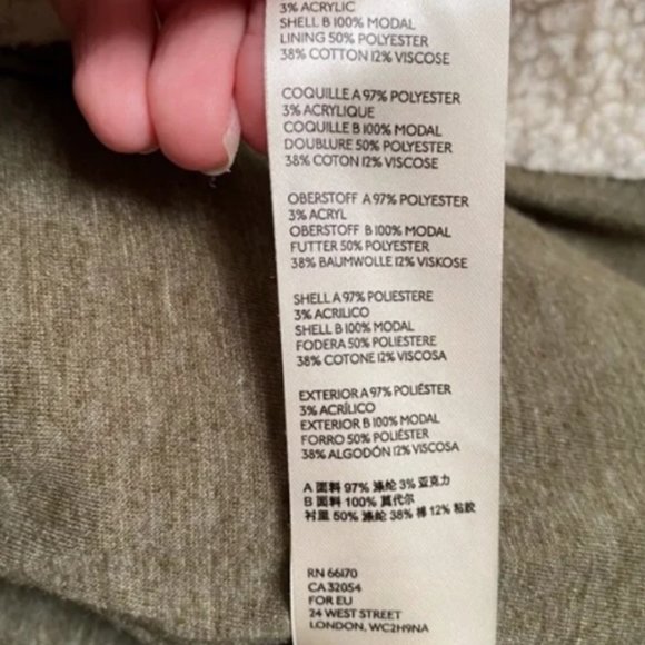 Free People - Rivington Olive Green and Ivory Sherpa Jacket Small S - Picture 9 of 11